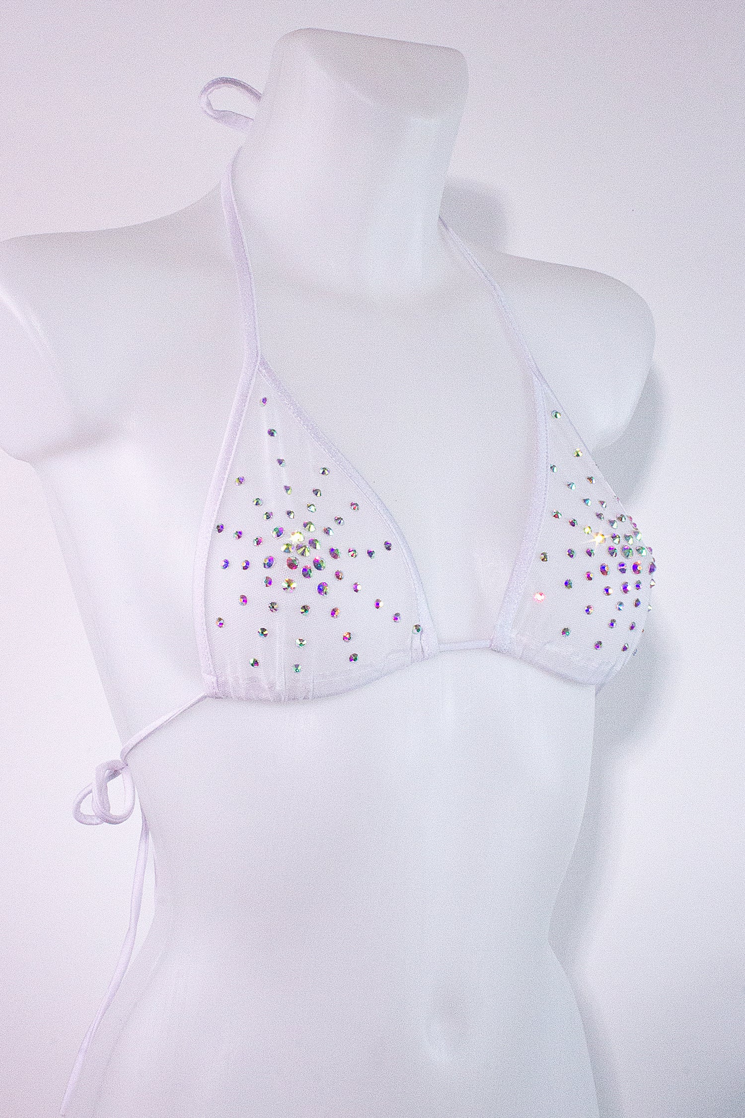 Rhinestones Triangle Bikini Top  / TOP ISA CRYSTALS WHITE,TOPS - EXES LINGERIE