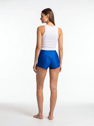 Athletic Shorts Scrunch Butt / HIGH WAISTED SHORTS RUCHED BACK / ROYAL BLUE,BOTTOMS - EXES LINGERIE