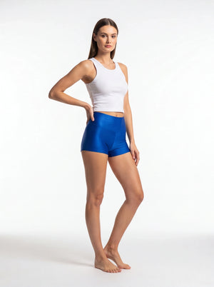 Athletic Shorts Scrunch Butt / HIGH WAISTED SHORTS RUCHED BACK / ROYAL BLUE,BOTTOMS - EXES LINGERIE