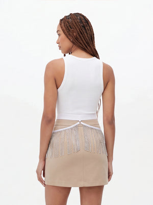 Rhinestone Fringe Belt / Festival fringes Skirt Belt / WHITE,BOTTOMS - EXES LINGERIE