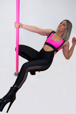 High waisted Pole Dance Legging with suspenders / High waisted Legging / BLACK