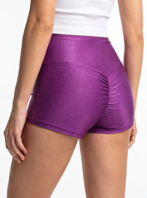 Athletic Shorts Scrunch Butt / HIGH WAISTED SHORTS RUCHED BACK / GRAPE,BOTTOMS - EXES LINGERIE