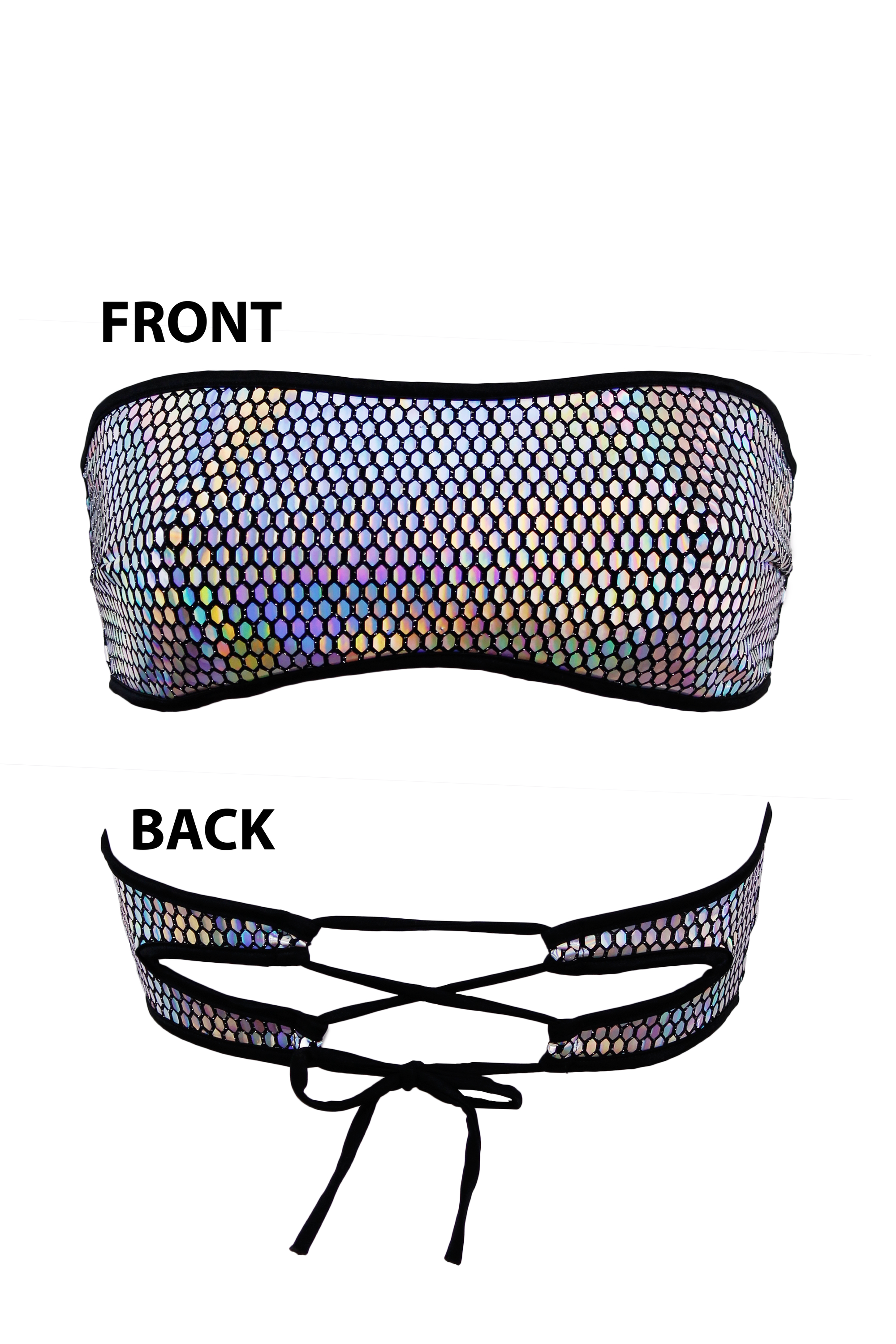 Strapless Holographic Festival Top  / TUBE PRISMA - EXES LINGERIE