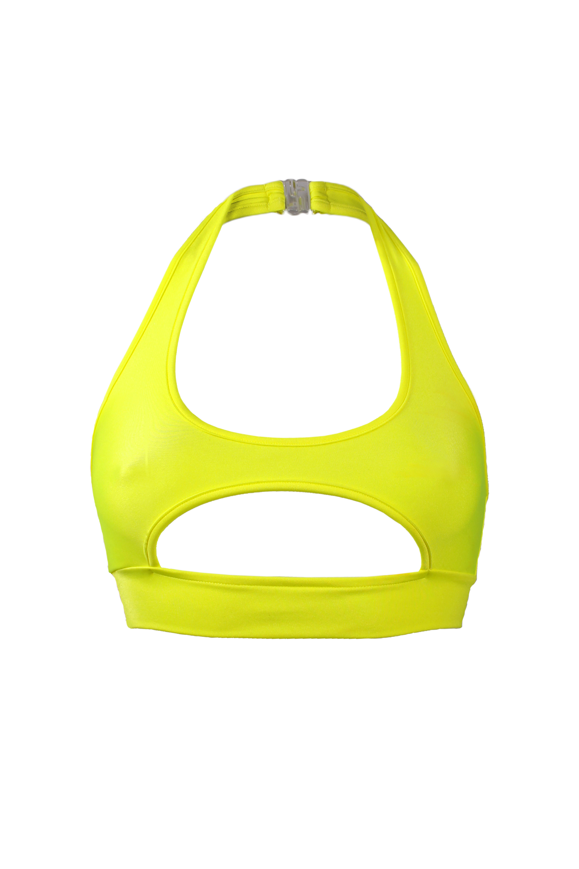 TOP NINA swim and fitness bra / Sexy Cut-out Top / NEON YELLOW - EXES LINGERIE