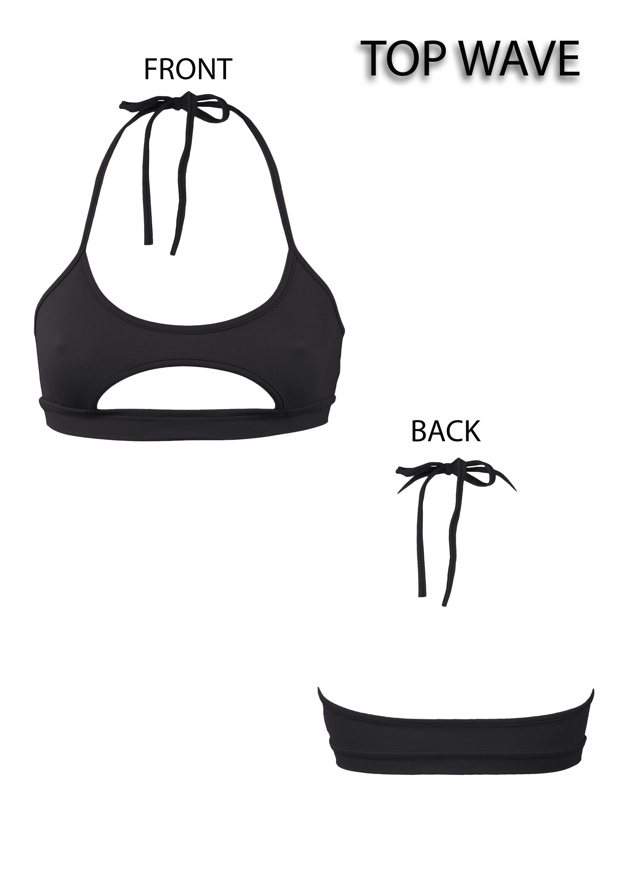 Sexy Bikini Top Cut-out Summer Bra/ WAVE SWIM BLACK - EXES LINGERIE