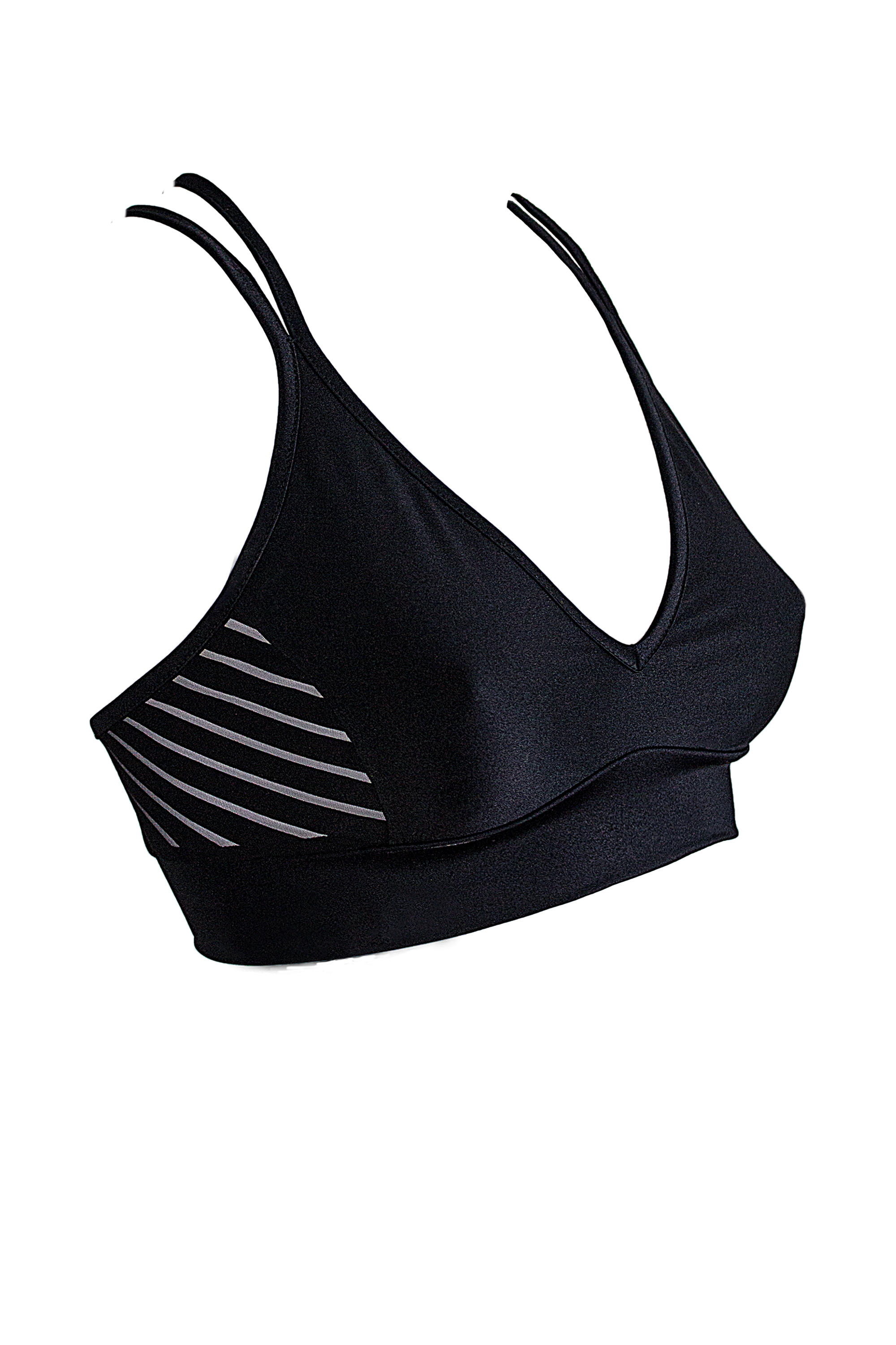 Sport Bra Stripe panel Crop Top / TOP STRIPE / BLACK - EXES LINGERIE