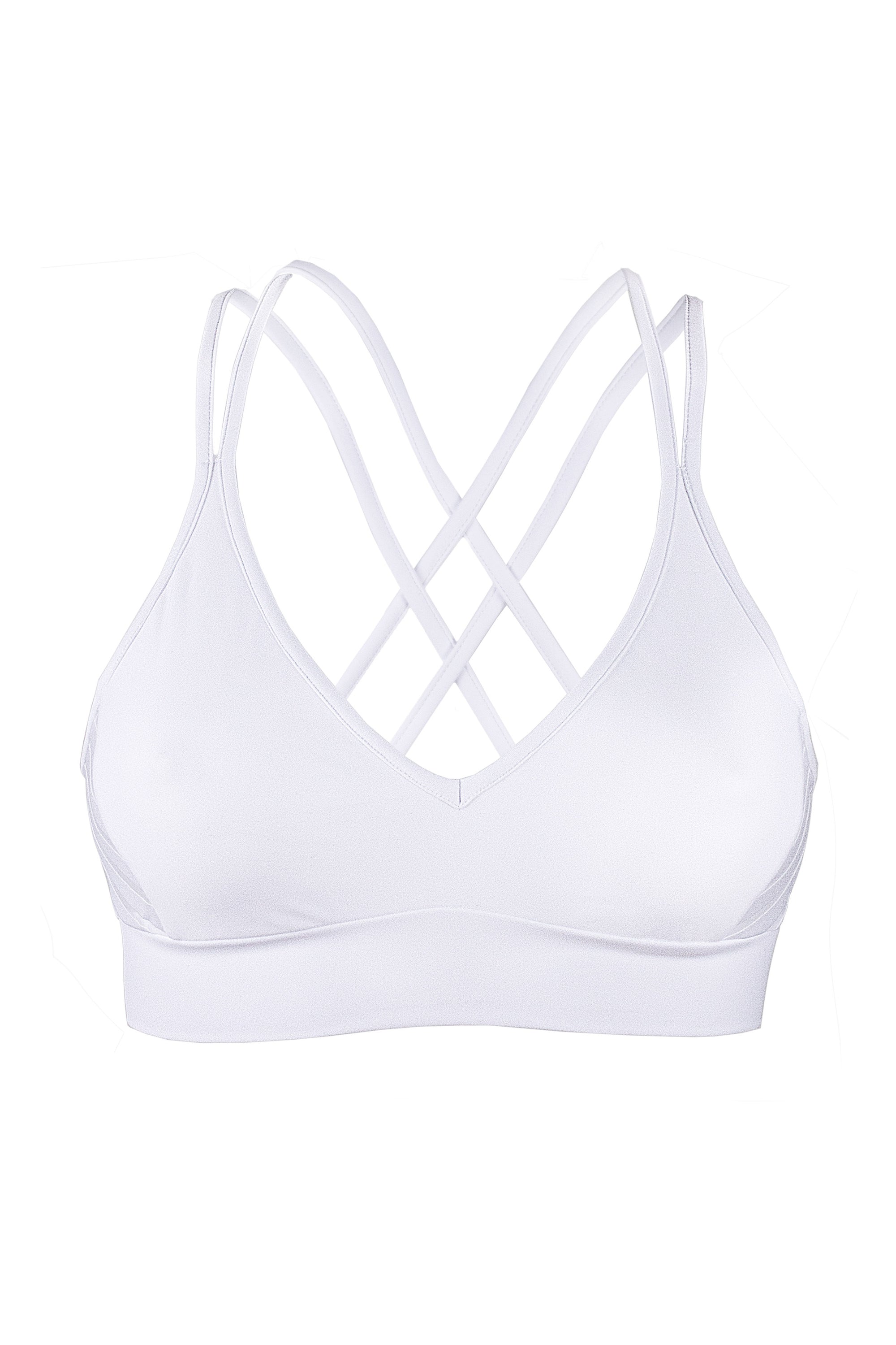 Sport Bra Stripe panel Crop Top / TOP STRIPE / WHITE - EXES LINGERIE