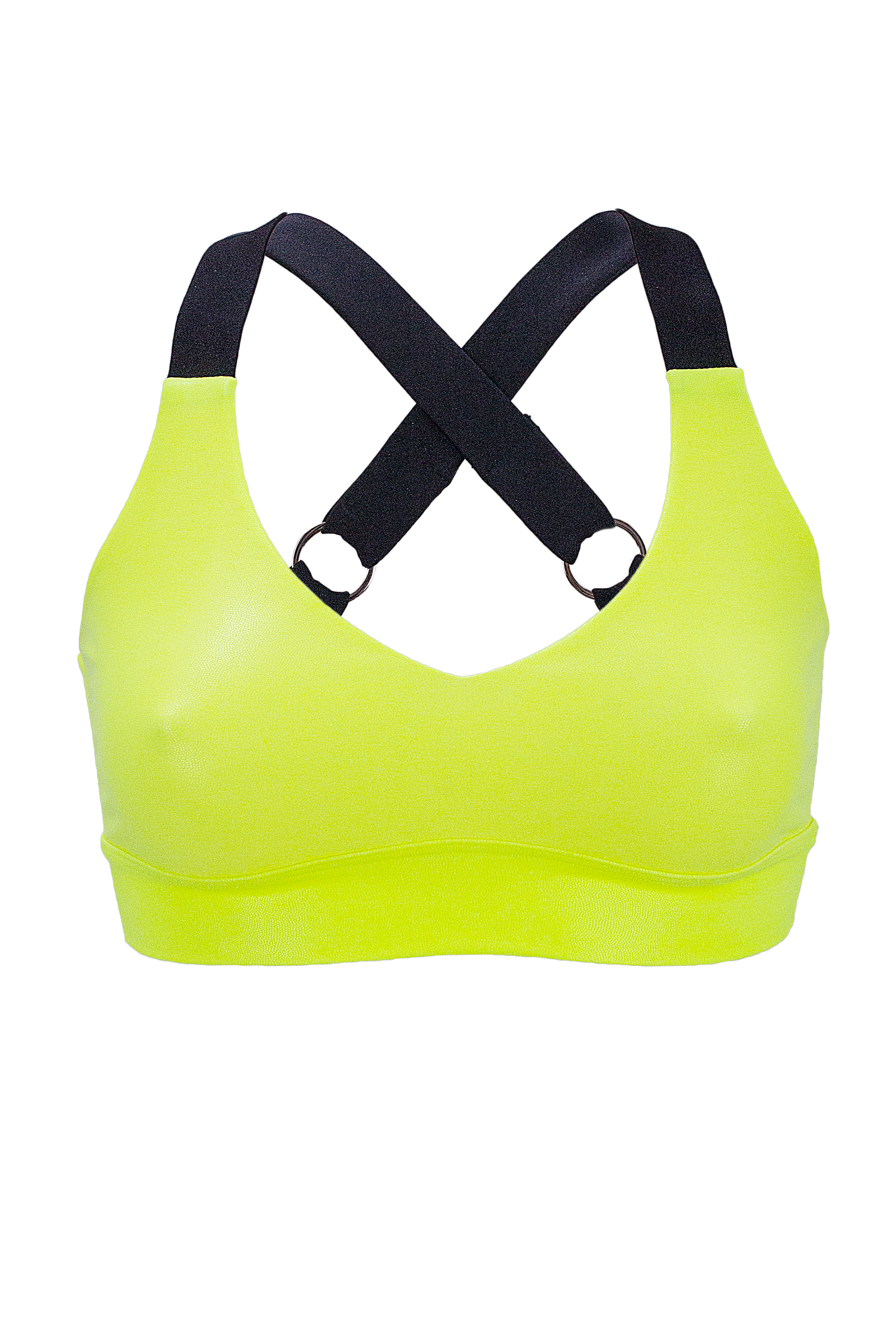 Sport Bra Holographic Crop Top / TOP KATE / NEON YELLOW - EXES LINGERIE