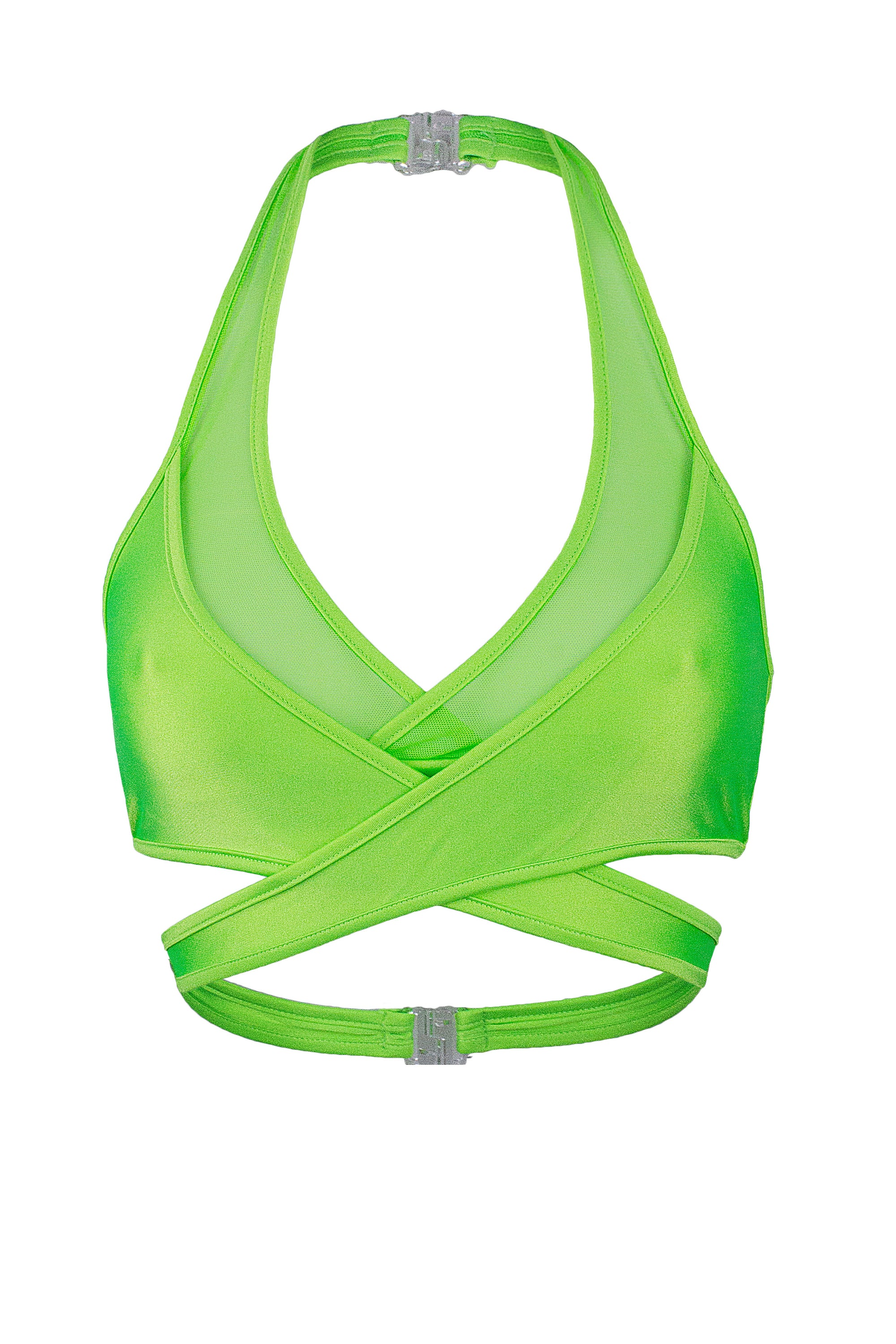 Cross-Over Halter Crop top / X-CROSS TOP / NEON LIME - EXES LINGERIE