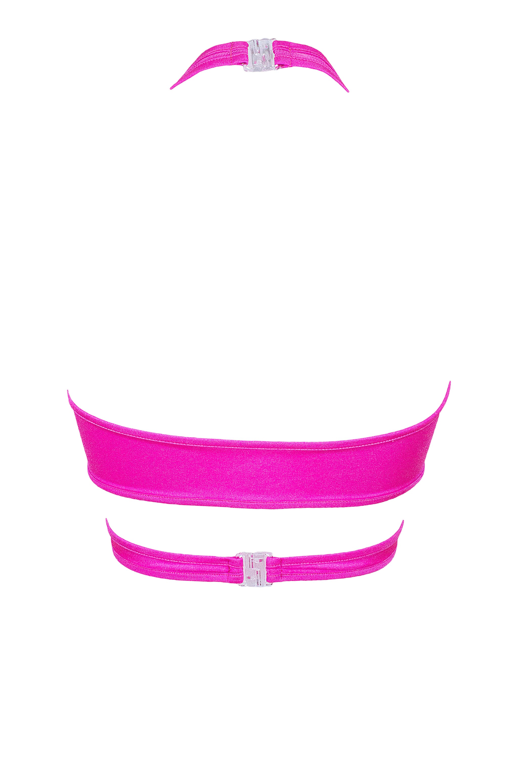 Cross-Over Halter Crop top / X-CROSS TOP / NEON PINK - EXES LINGERIE