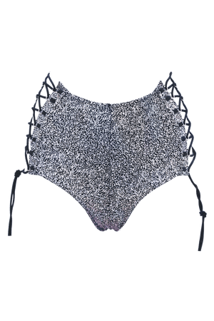 HIGH-WAISTED Lace-up Bottoms /  MYSTIC SILVER Hologram - EXES LINGERIE