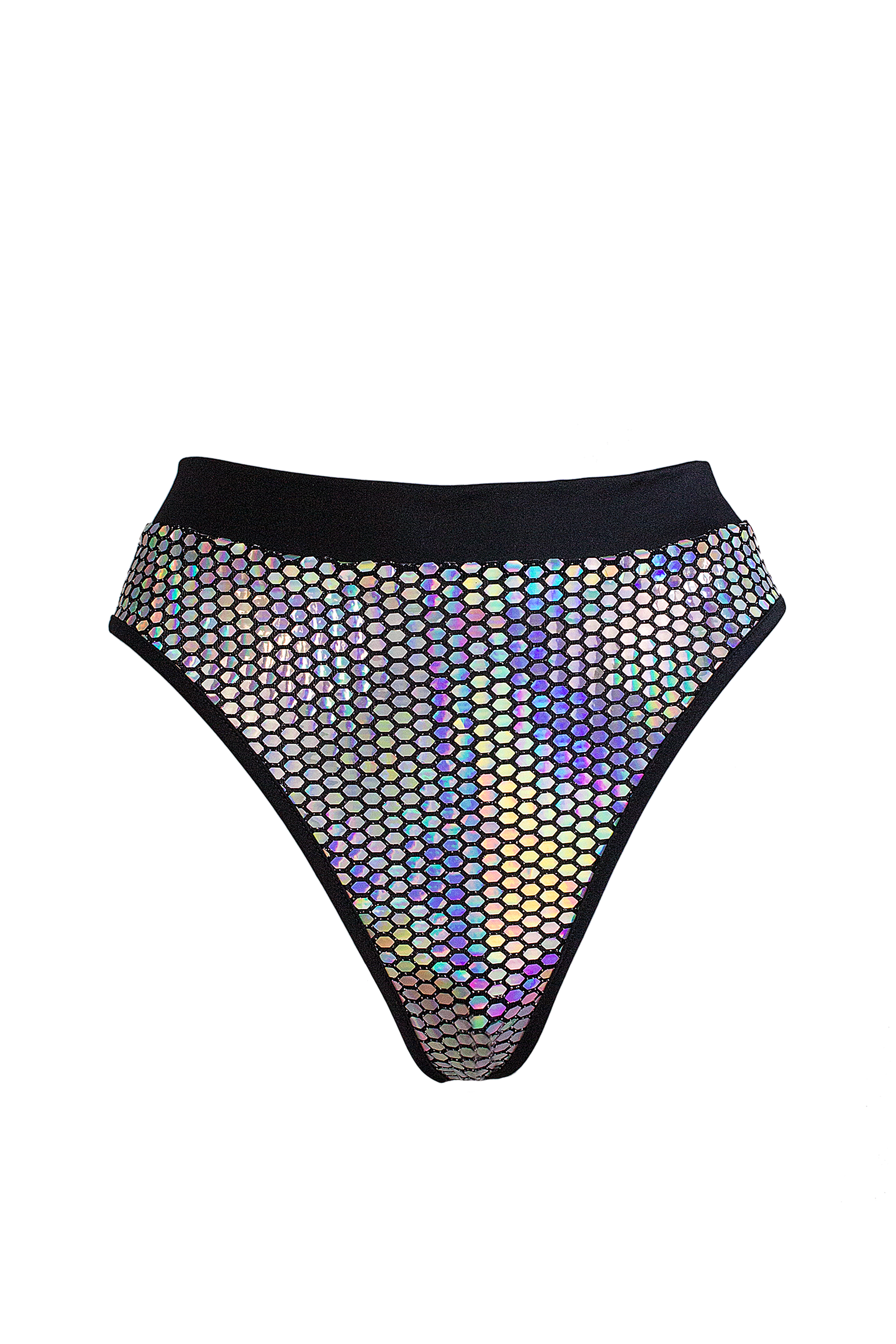 High Waist Holographic Rave Bottom / BOND PRISMA - EXES LINGERIE