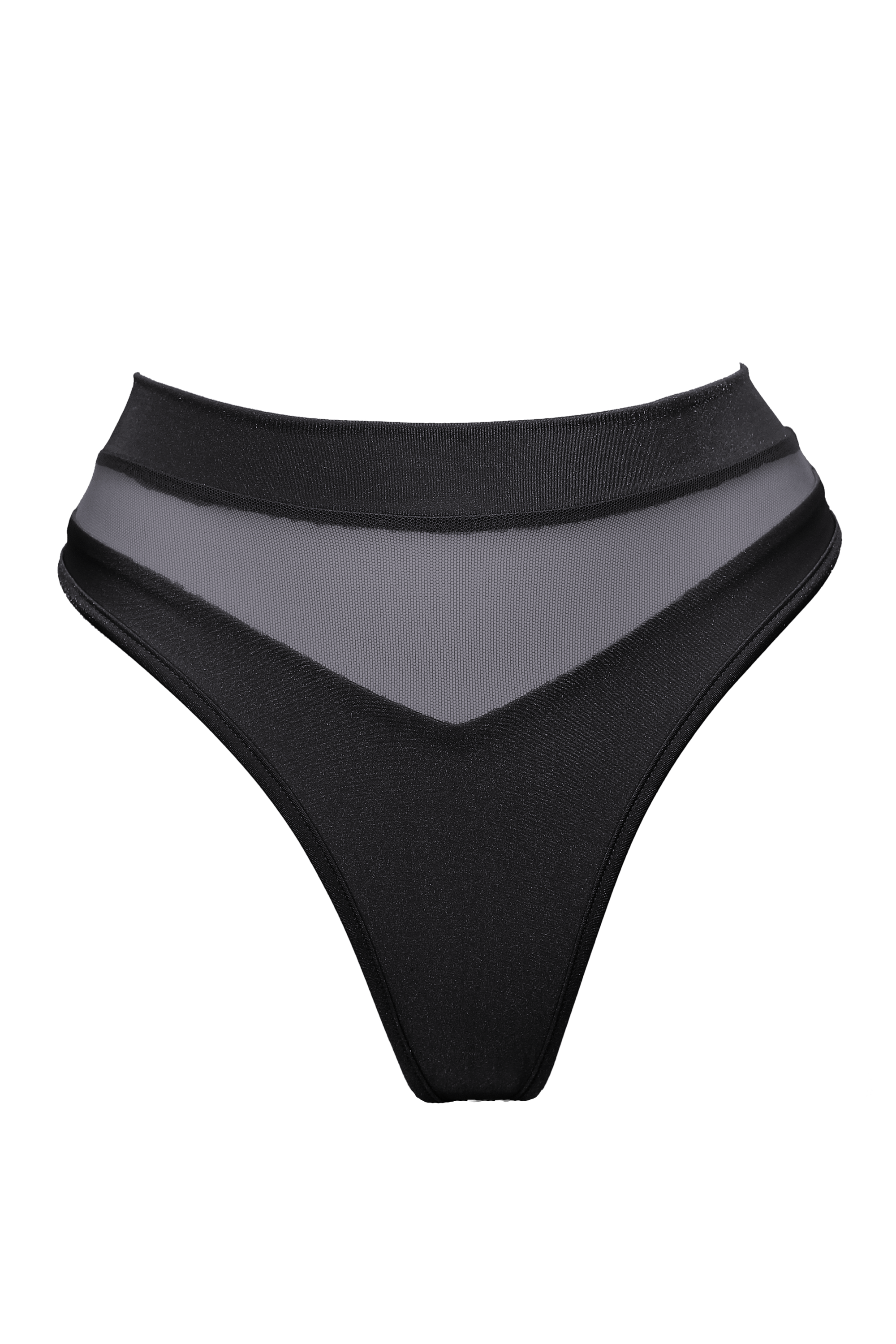 High-Cut Bottom 1/2 Mesh / BOND LYCRA BLACK - EXES LINGERIE