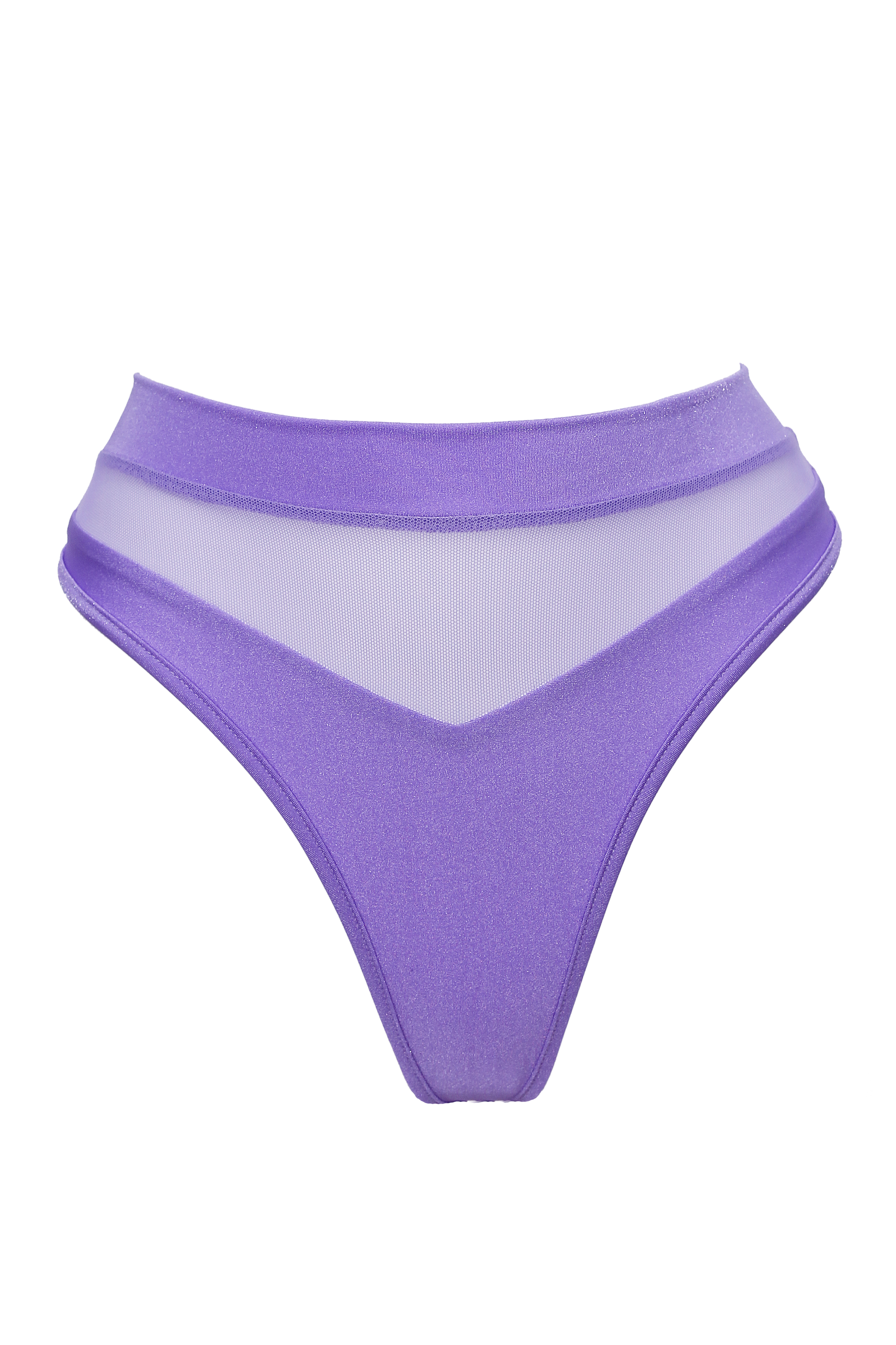 High-Cut Bottom 1/2 Mesh / BOND LYCRA LILAC - EXES LINGERIE