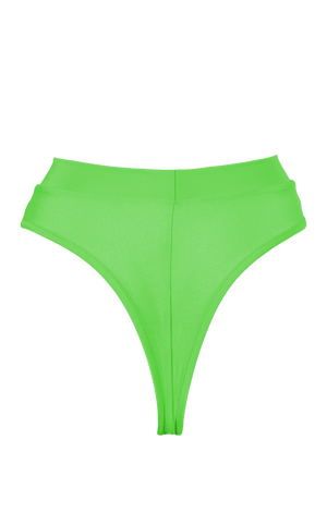 High-Cut Bikini Bottom 1/2 Mesh / BOND NEON LIME - EXES LINGERIE