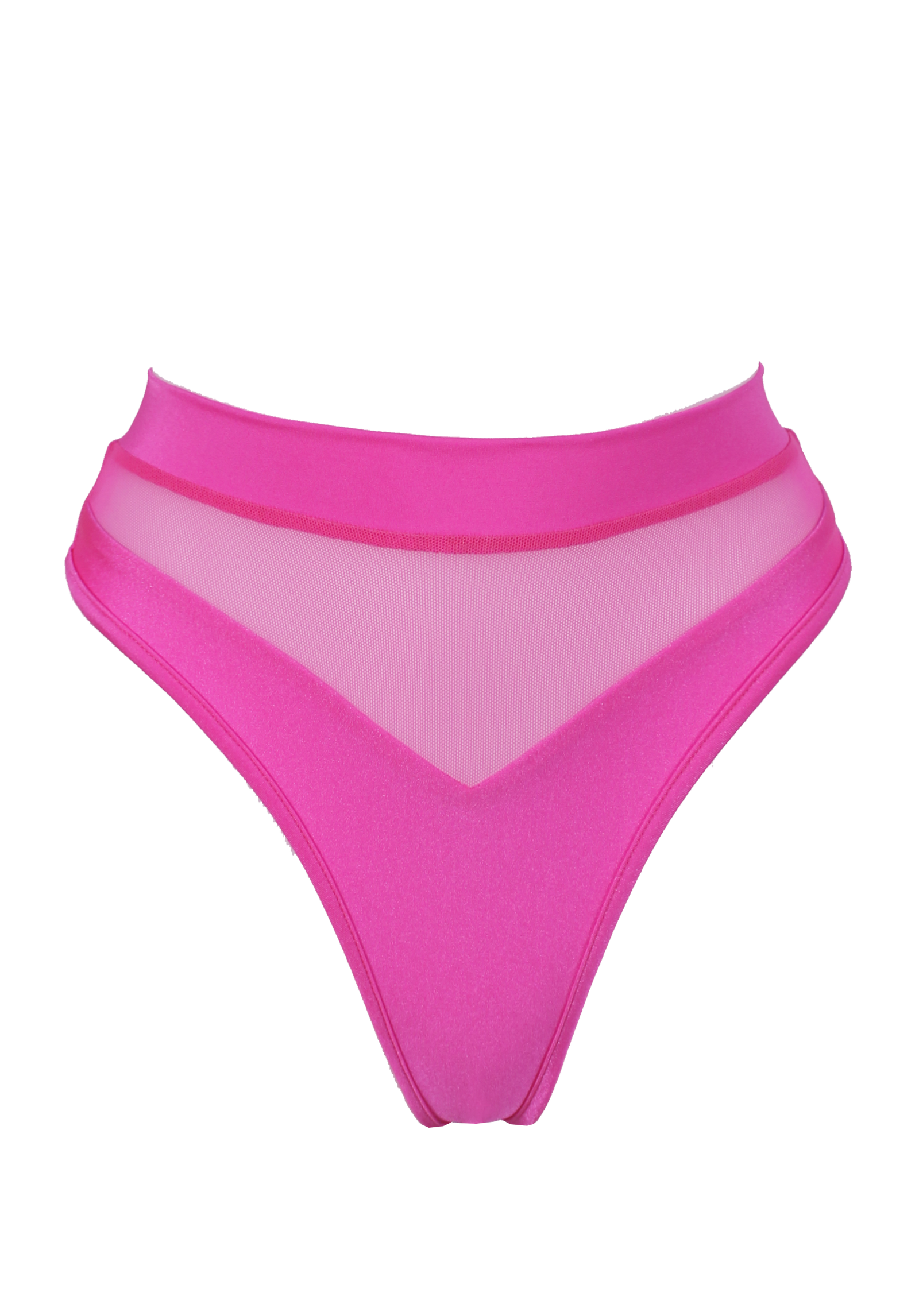 High-Cut Bottom 1/2 Mesh / BOND NEON PINK - EXES LINGERIE