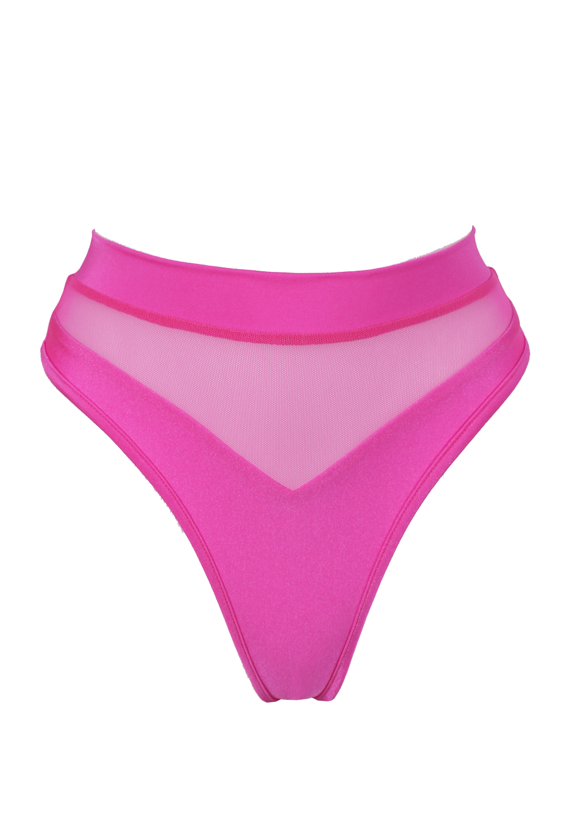 High-Cut Bottom 1/2 Mesh / BOND NEON PINK - EXES LINGERIE