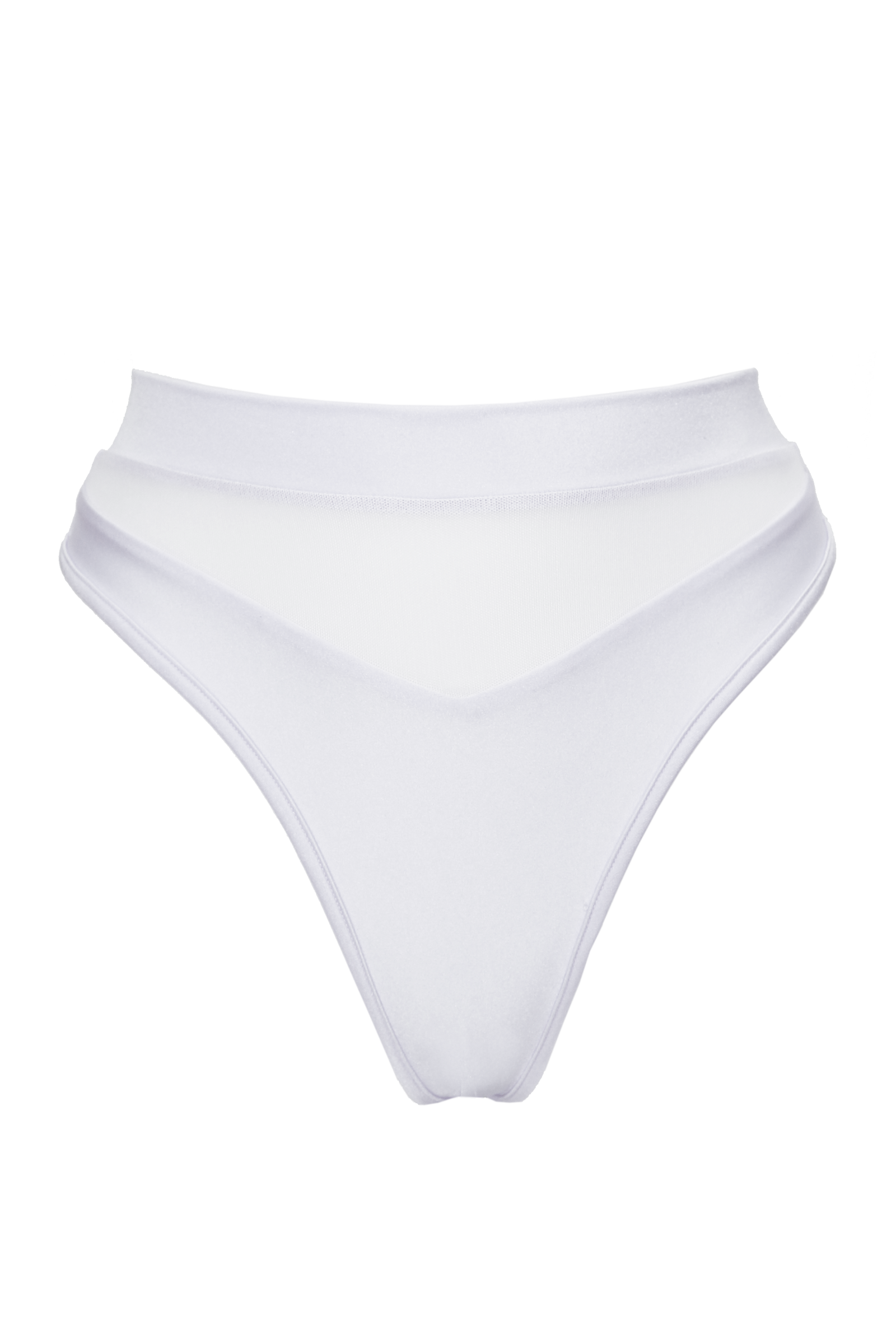 High-Cut Bottom 1/2 Mesh / BOND WHITE - EXES LINGERIE