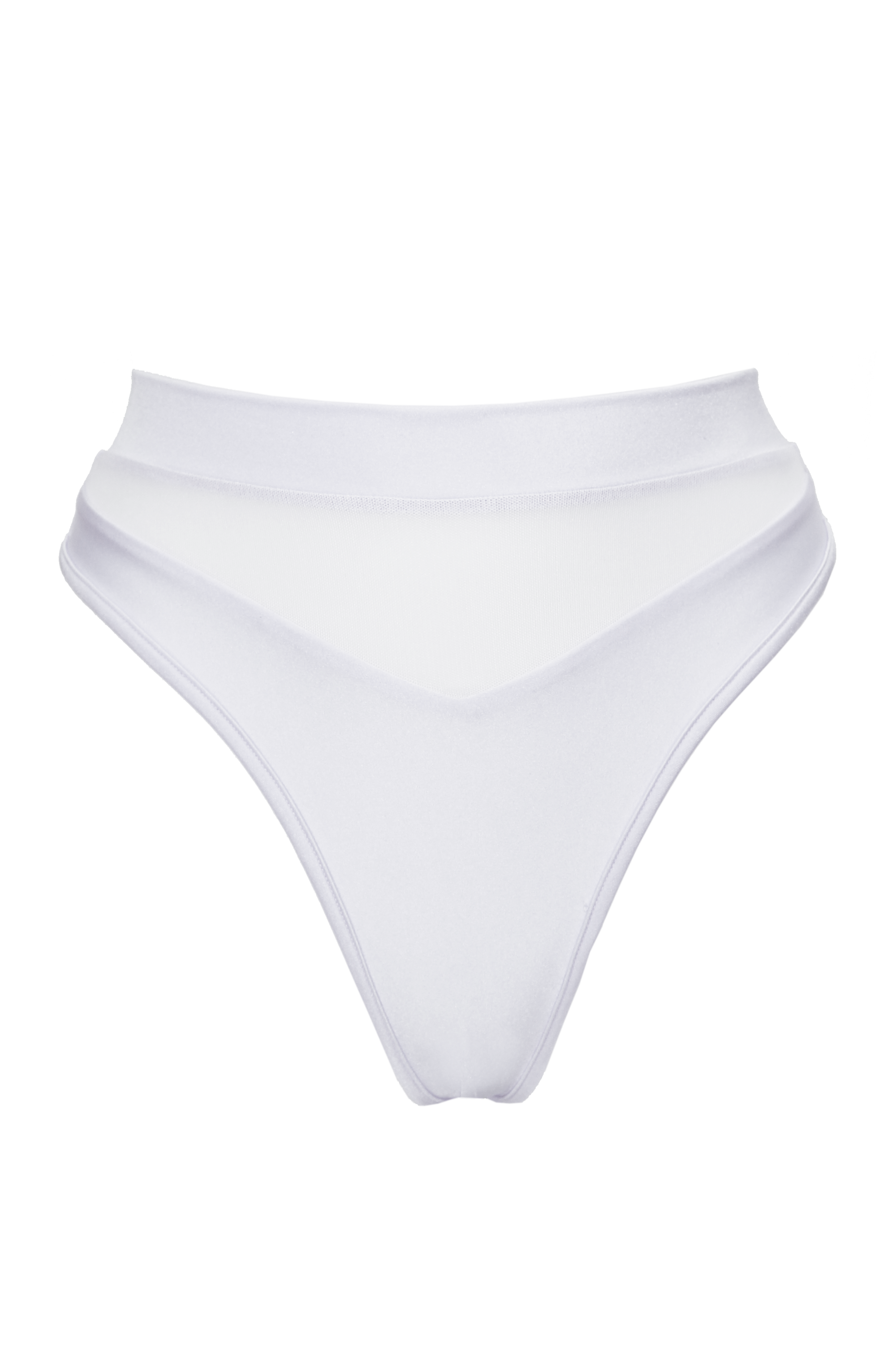 High-Cut Bottom 1/2 Mesh / BOND WHITE - EXES LINGERIE