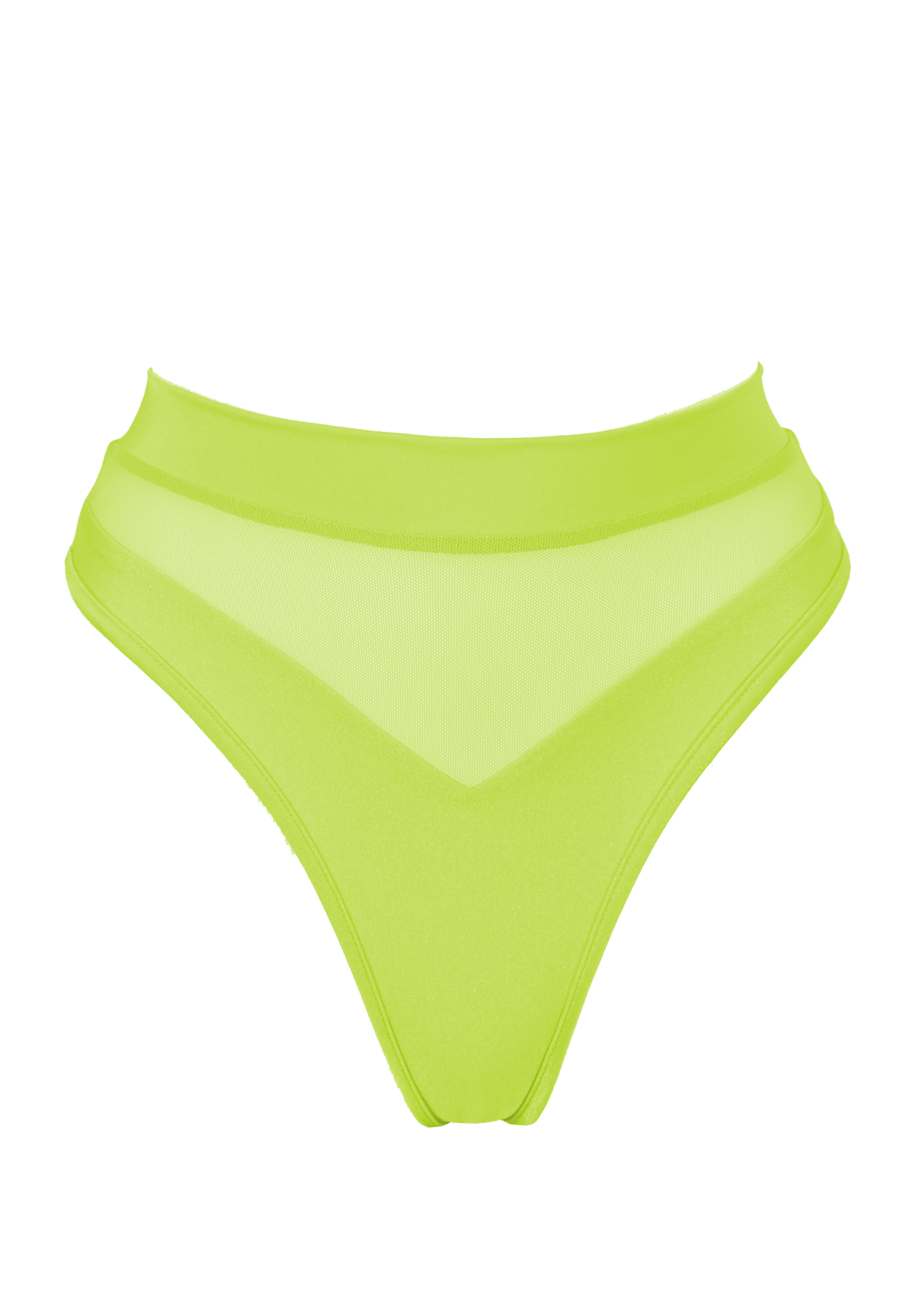 High-Cut Bikini Bottom 1/2 Mesh / BOND NEON YELLOW - EXES LINGERIE