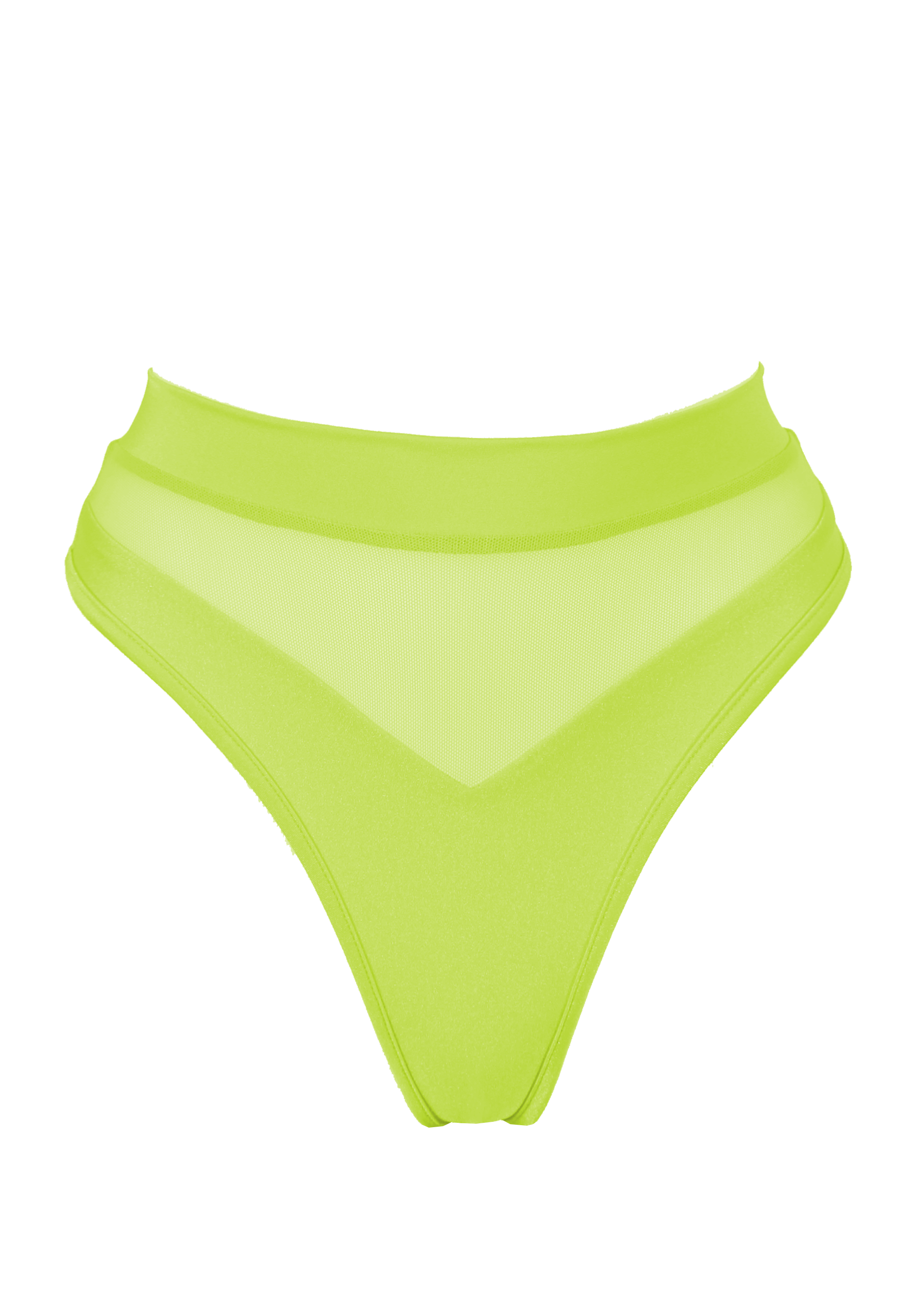 High-Cut Bikini Bottom 1/2 Mesh / BOND NEON YELLOW - EXES LINGERIE