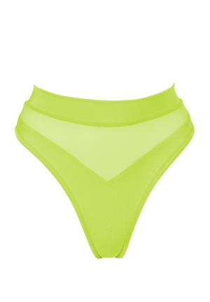 High-Cut Bikini Bottom 1/2 Mesh / BOND NEON YELLOW - EXES LINGERIE