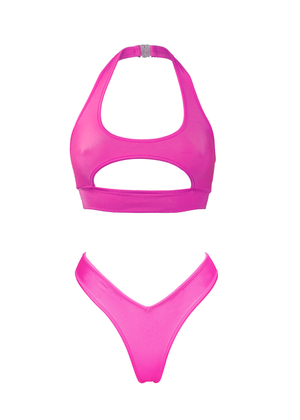 Cut-out TOP NINA + LULY THONG Swimwear Set/ NEON PINK - EXES LINGERIE