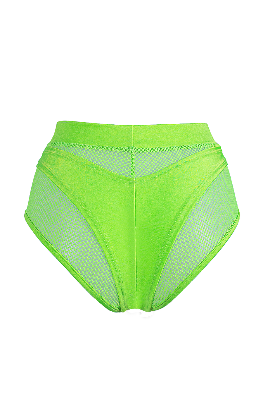 High waisted Fishnet bottom + thong / 2 piece set / NEON LIME - EXES LINGERIE