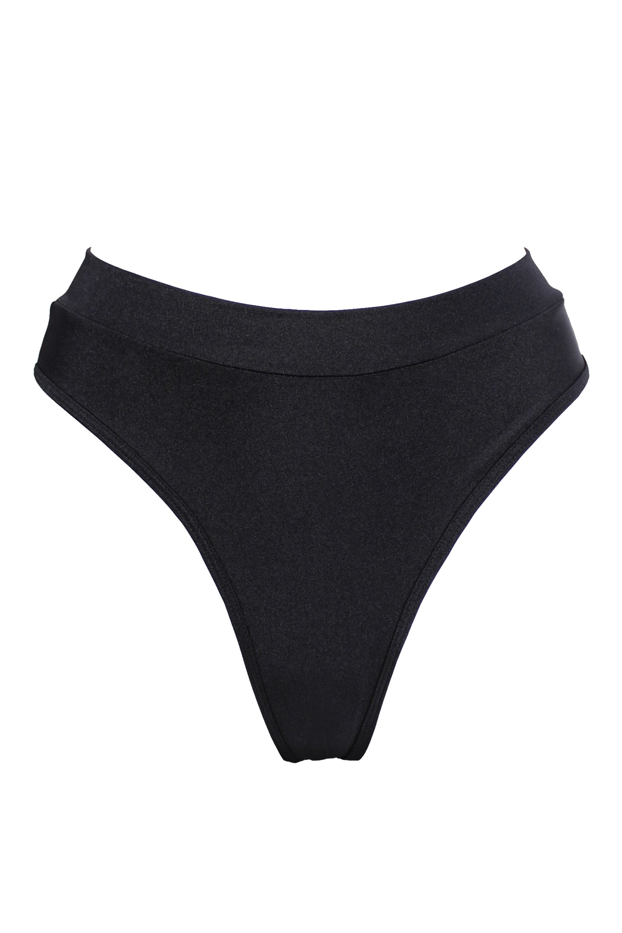 High-Waist Bikini Bottom / BOND BLACK - EXES LINGERIE