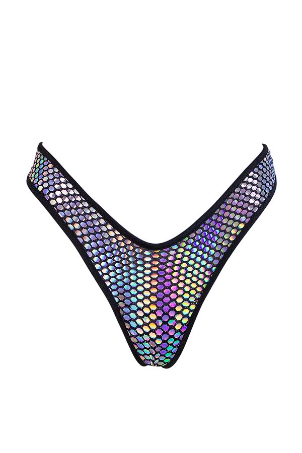 High cut Holographic Rave Thong / LULY PRISMA