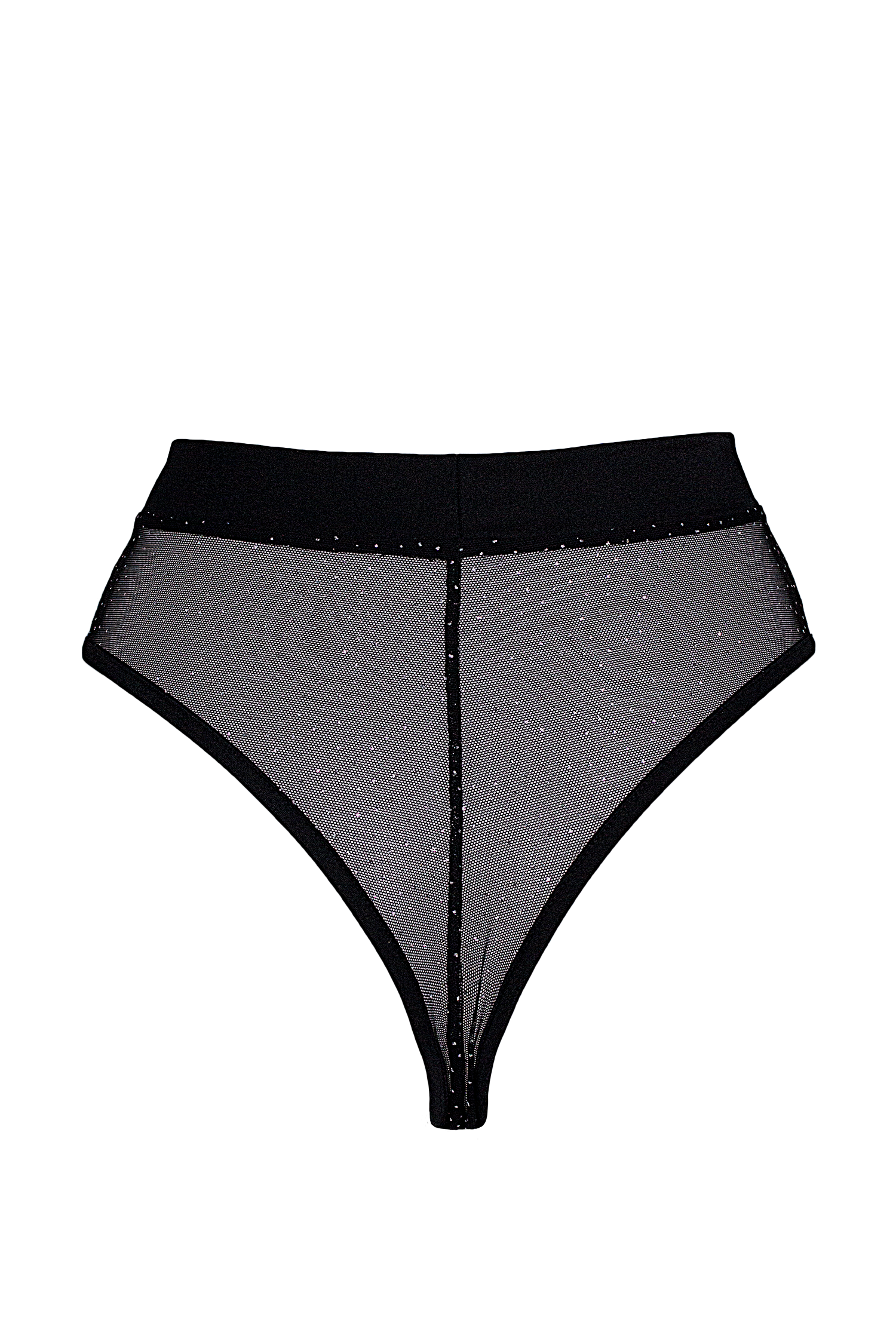 High-cut Black Sparkle Mesh Bottom / BOND BLACK SPARKLE - EXES LINGERIE