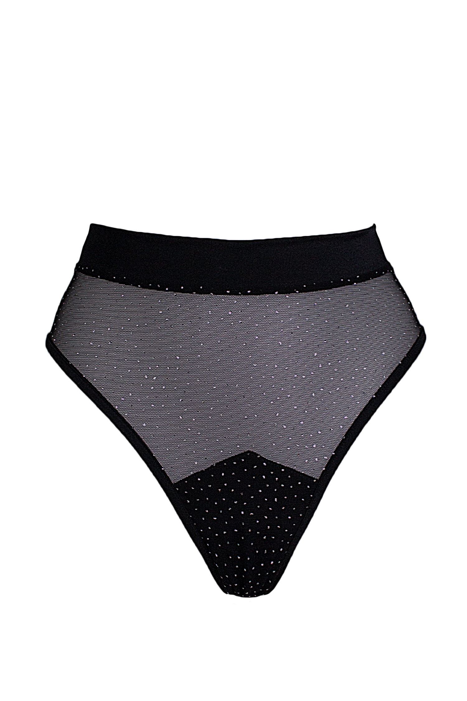 High-cut Black Sparkle Mesh Bottom / BOND BLACK SPARKLE - EXES LINGERIE