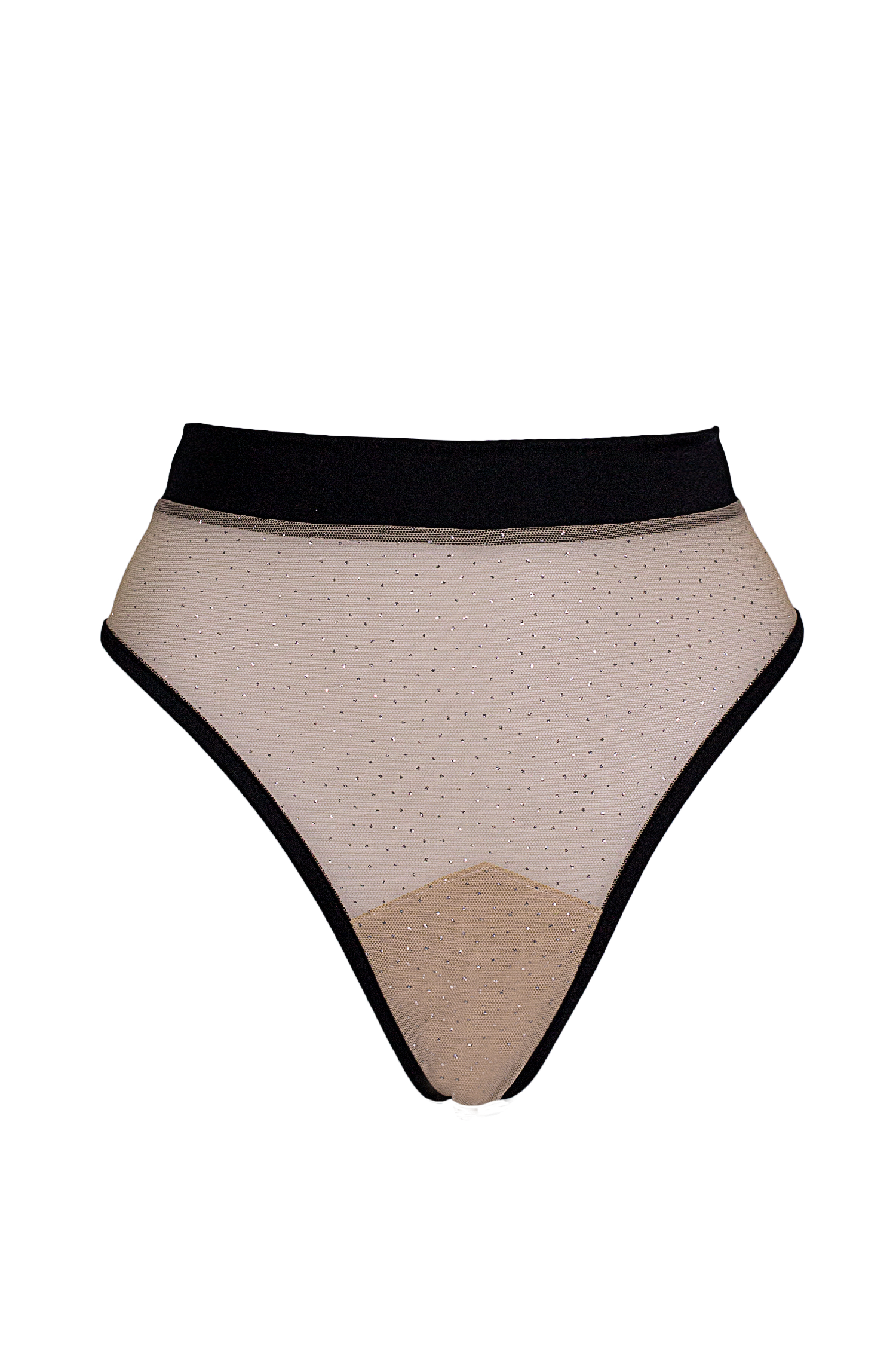 High-cut Sparkles Mesh Bottom / BOND NUDE SPARKLE - EXES LINGERIE