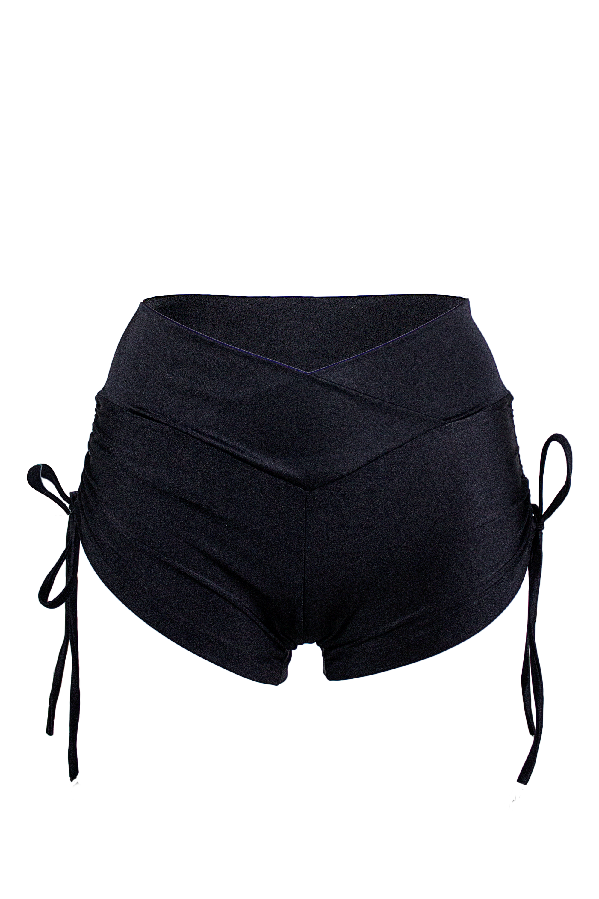 Drawstring side Short Scrunch Back / SHORT V / Black - EXES LINGERIE