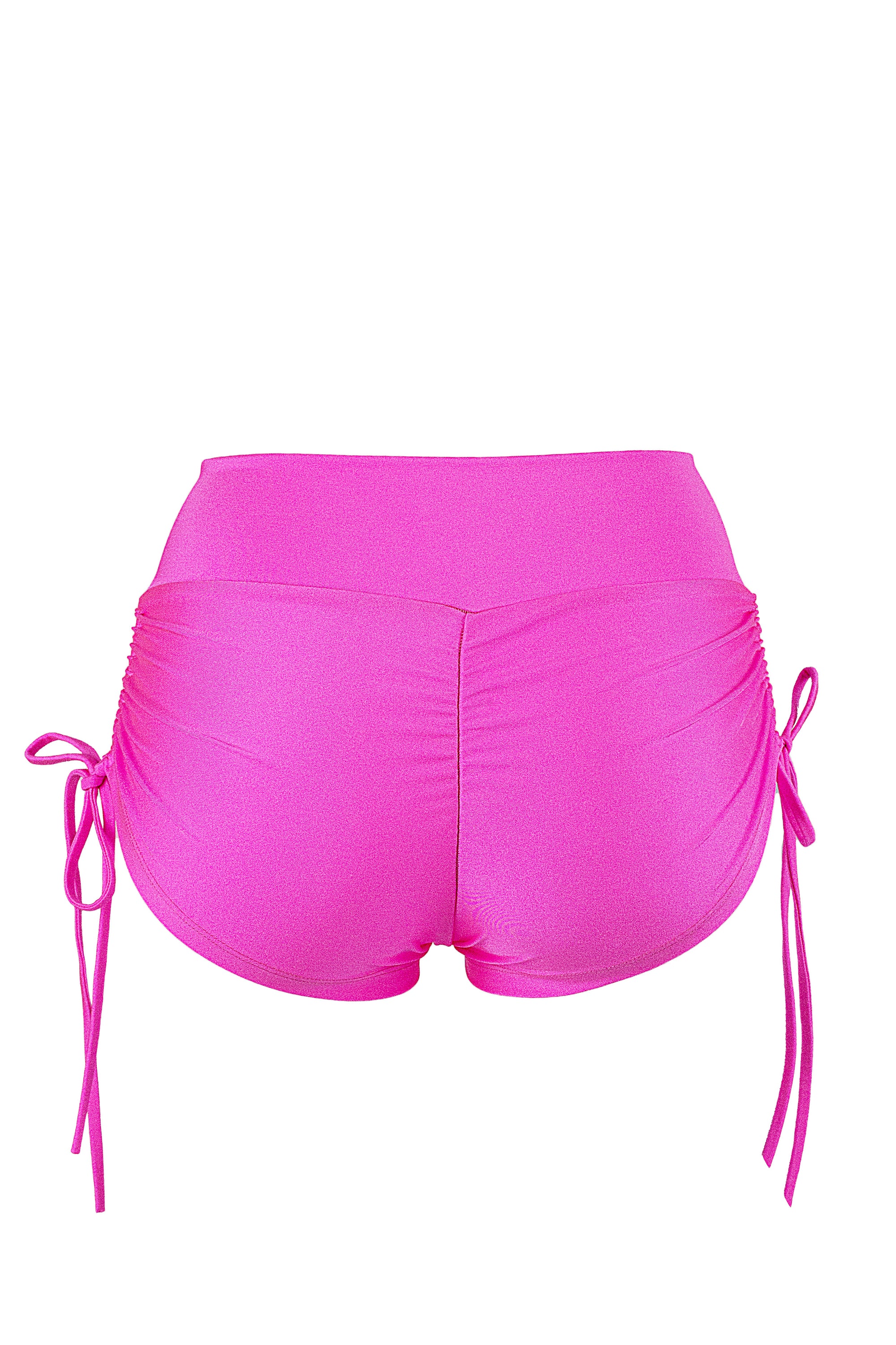 Gemini 2 Drawstring side Short Scrunch Back / SHORT V / NEON PINK - EXES LINGERIE