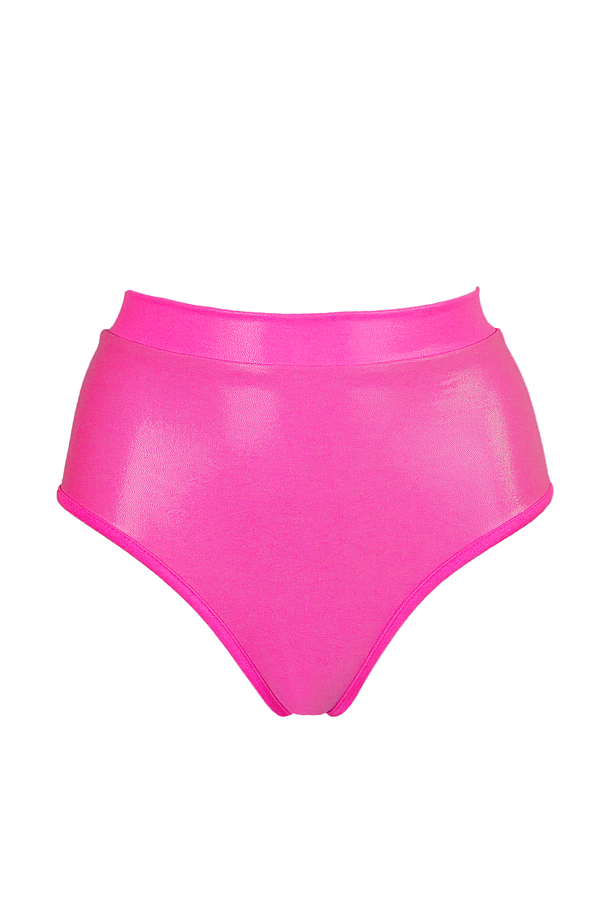 High waisted Pole Wear holographic Bottom / HW BASIC / NEON PINK Hologram - EXES LINGERIE