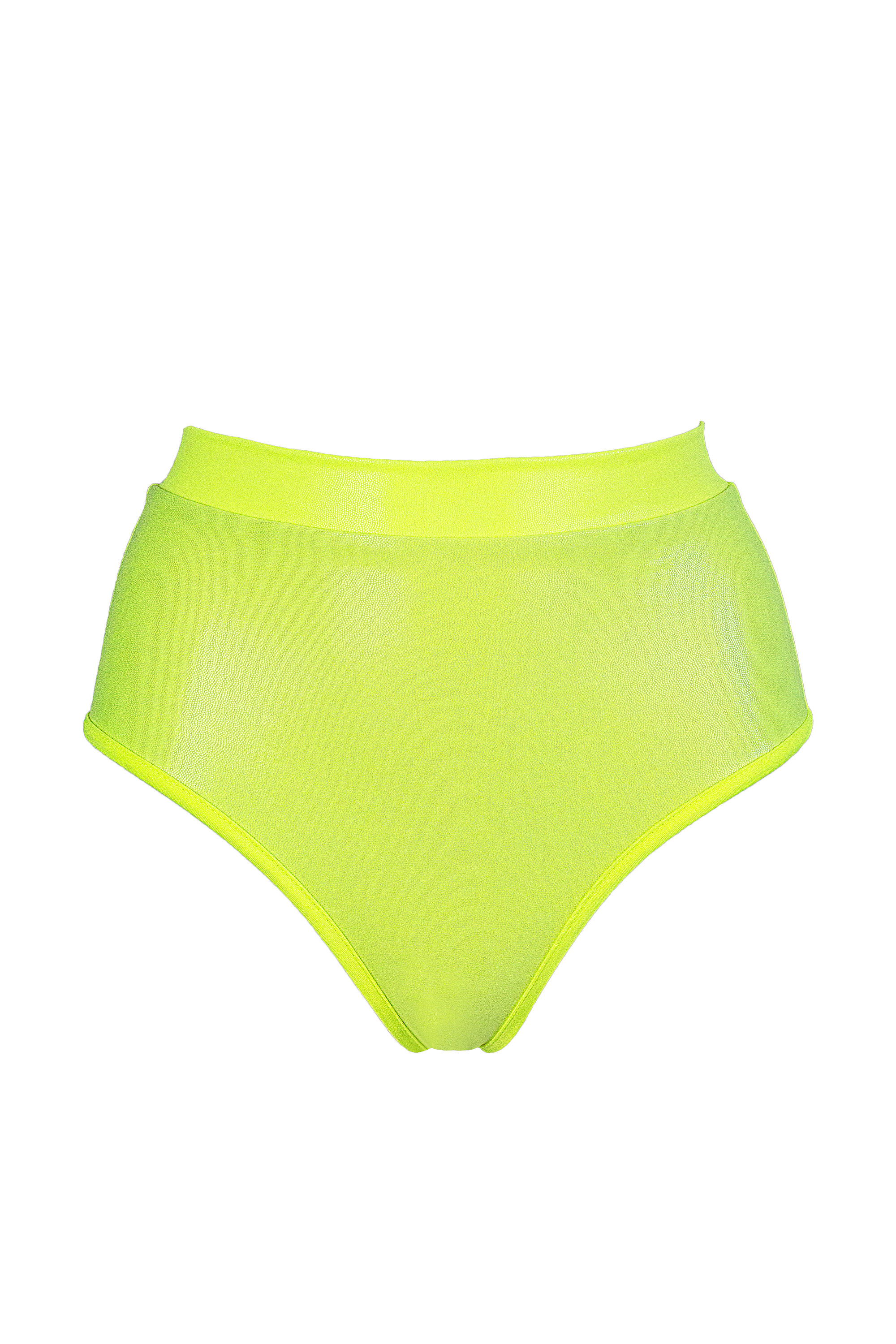 High waisted Pole Wear holographic Bottom / HW BASIC / NEON YELLOW Hologram - EXES LINGERIE