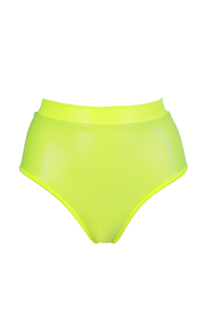 High waisted Pole Wear holographic Bottom / HW BASIC / NEON YELLOW Hologram - EXES LINGERIE