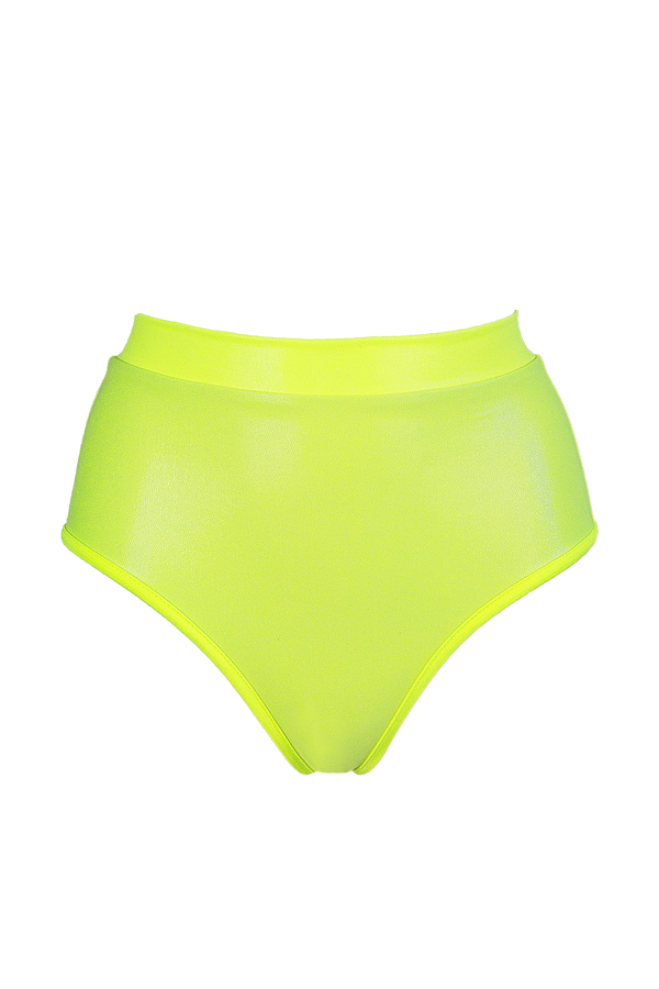 High waisted Pole Wear holographic Bottom / HW BASIC / NEON YELLOW Hologram - EXES LINGERIE