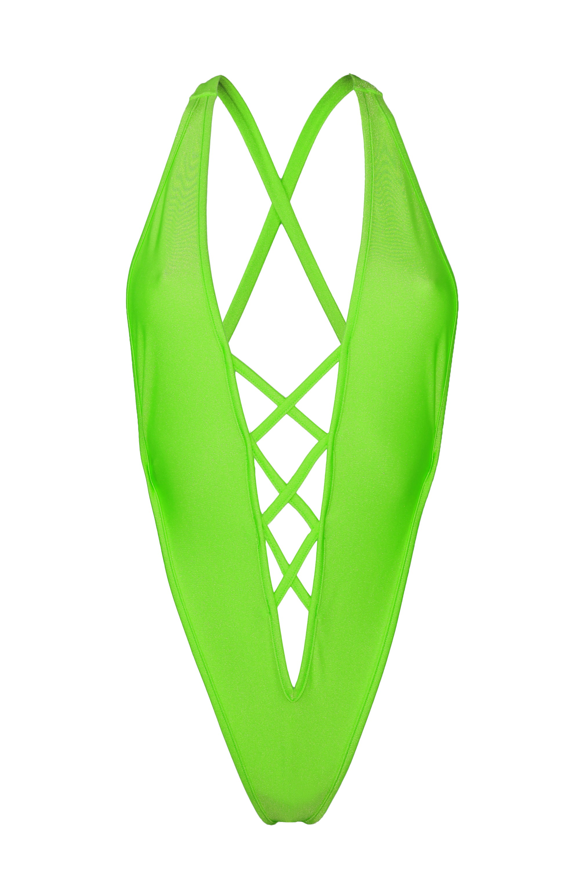 TRACY STRING Bodysuit / Swim Rave Festivals / NEON LIME - EXES LINGERIE