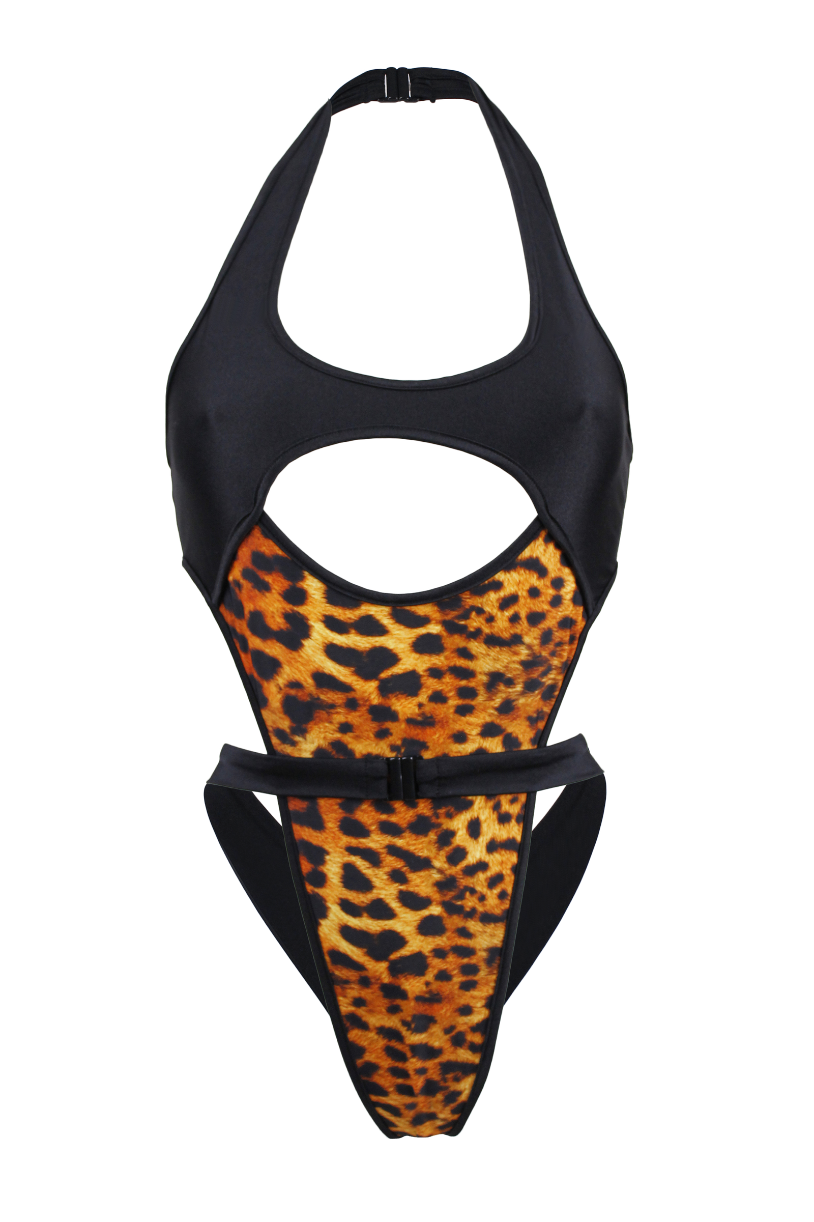Cut Out Swimsuit - Wrap Tie Animal Print Bodysuit / NINA SWIM - EXES LINGERIE