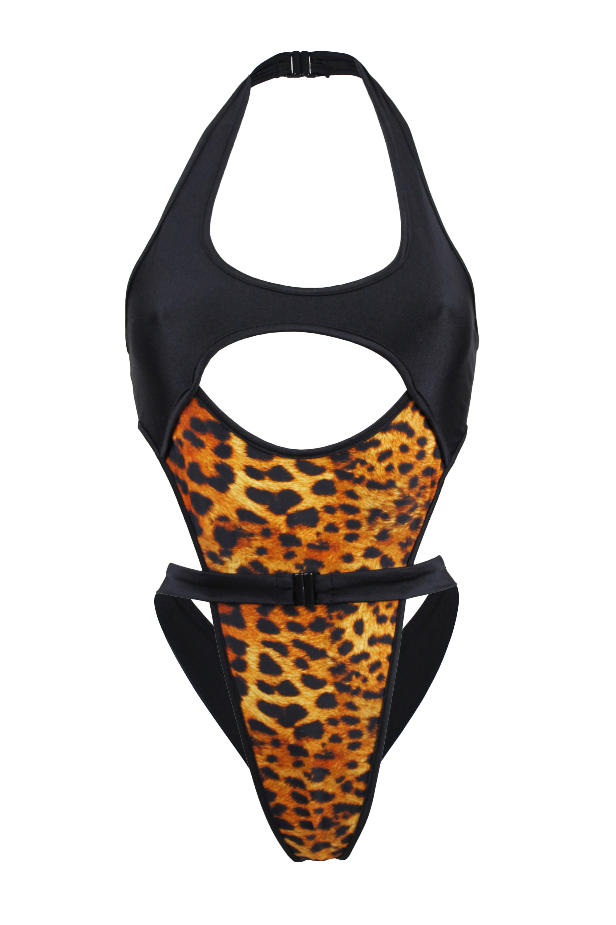 Cut Out Swimsuit - Wrap Tie Animal Print Bodysuit / NINA SWIM - EXES LINGERIE