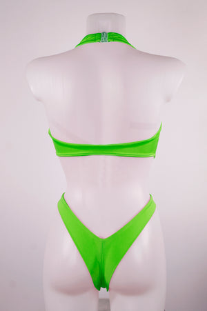 Sexy Swimsuit Wrap Tie Cut Out One Piece / NINA SWIM NEON LIME - EXES LINGERIE