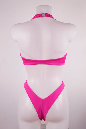 Sexy Swimsuit Wrap Tie Cut Out One Piece / NINA SWIM NEON PINK - EXES LINGERIE