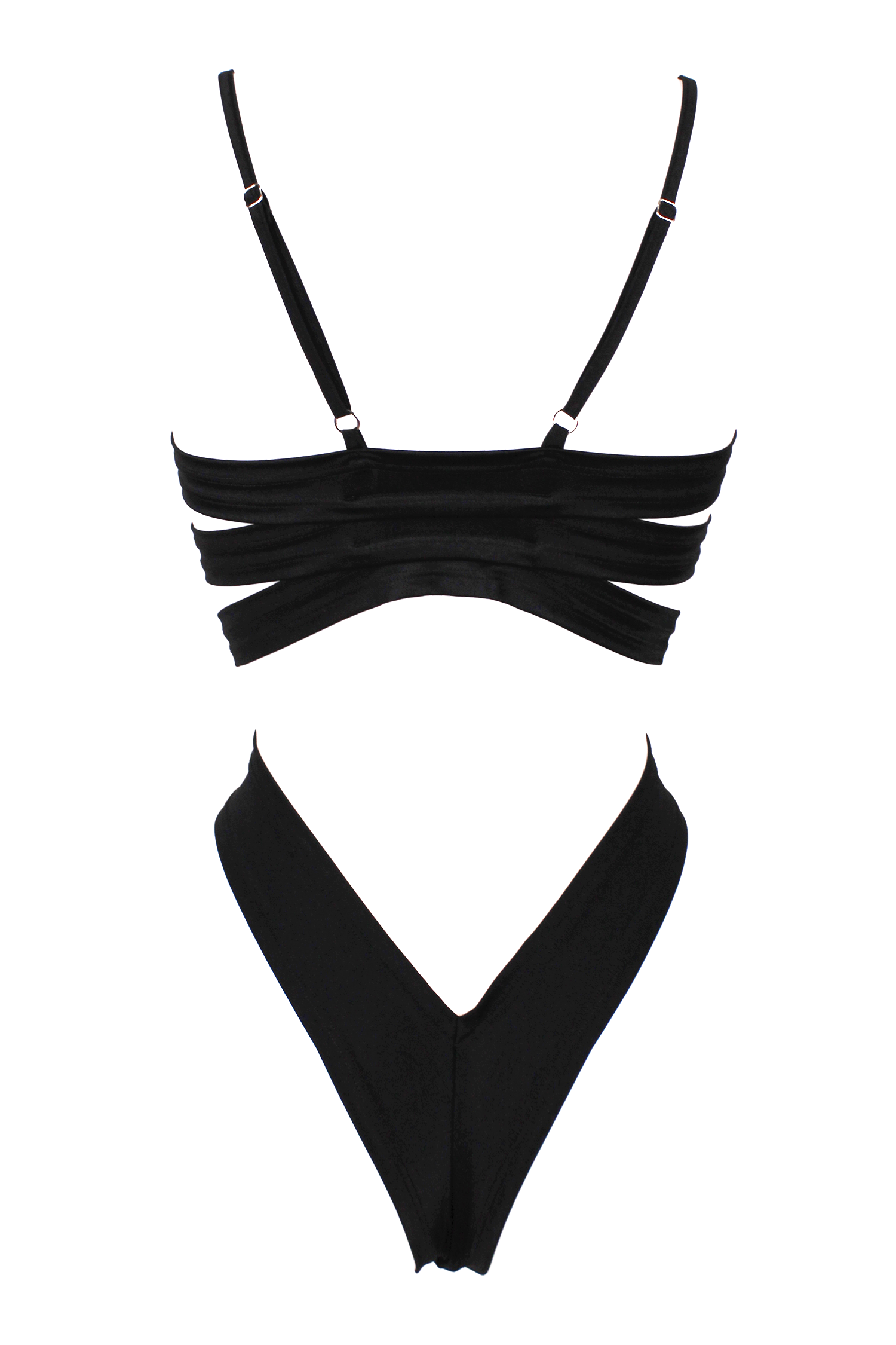 Edgy Swimwear High-Cut Bodysuit / STRAPPY BACK SWIM BLACK - EXES LINGERIE