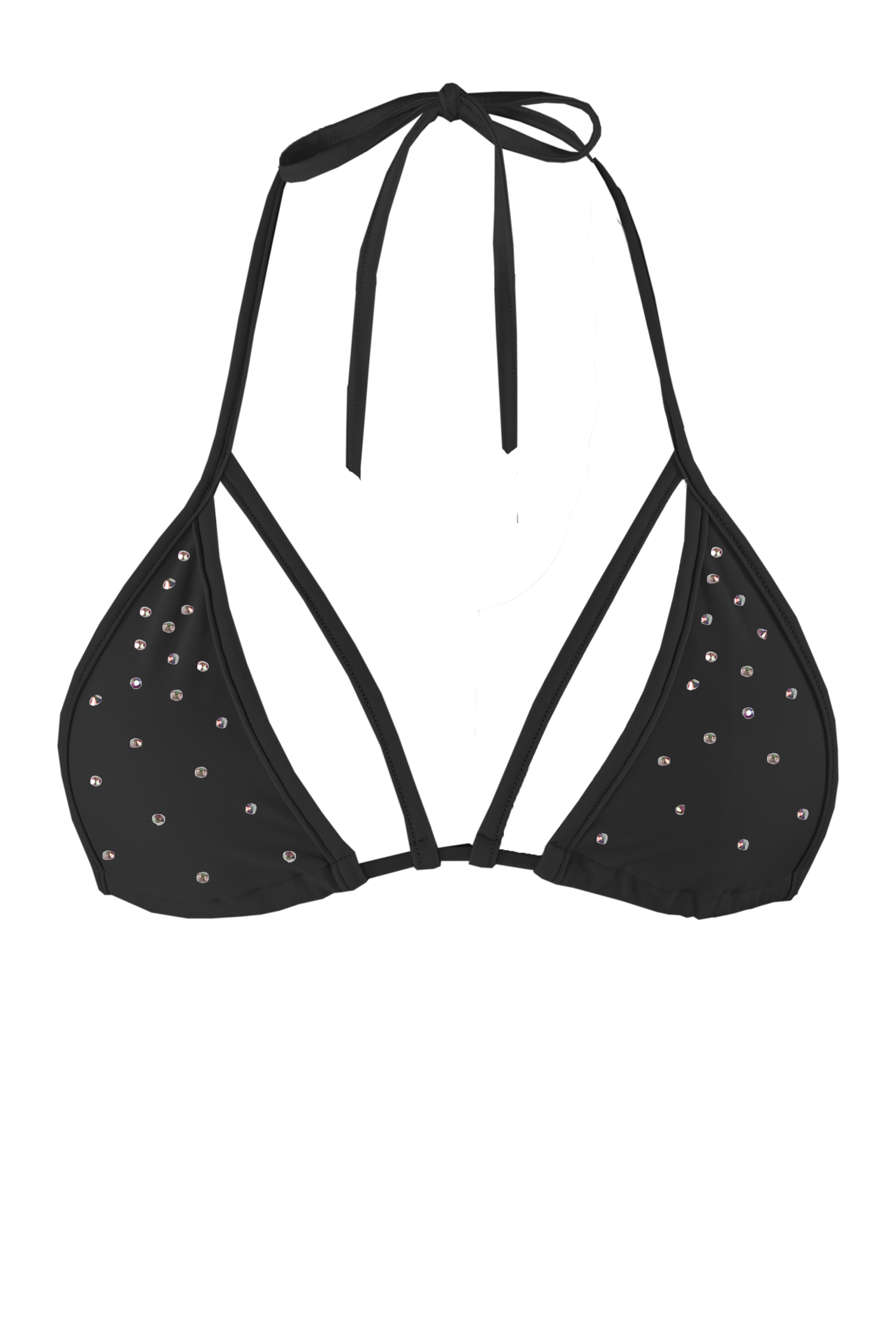 STRAPPY TRIANGLE SWIM Bikini Top  / BLACK - EXES LINGERIE