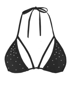 STRAPPY TRIANGLE SWIM Bikini Top  / BLACK - EXES LINGERIE