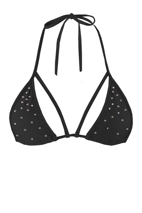 STRAPPY TRIANGLE SWIM Bikini Top  / BLACK - EXES LINGERIE