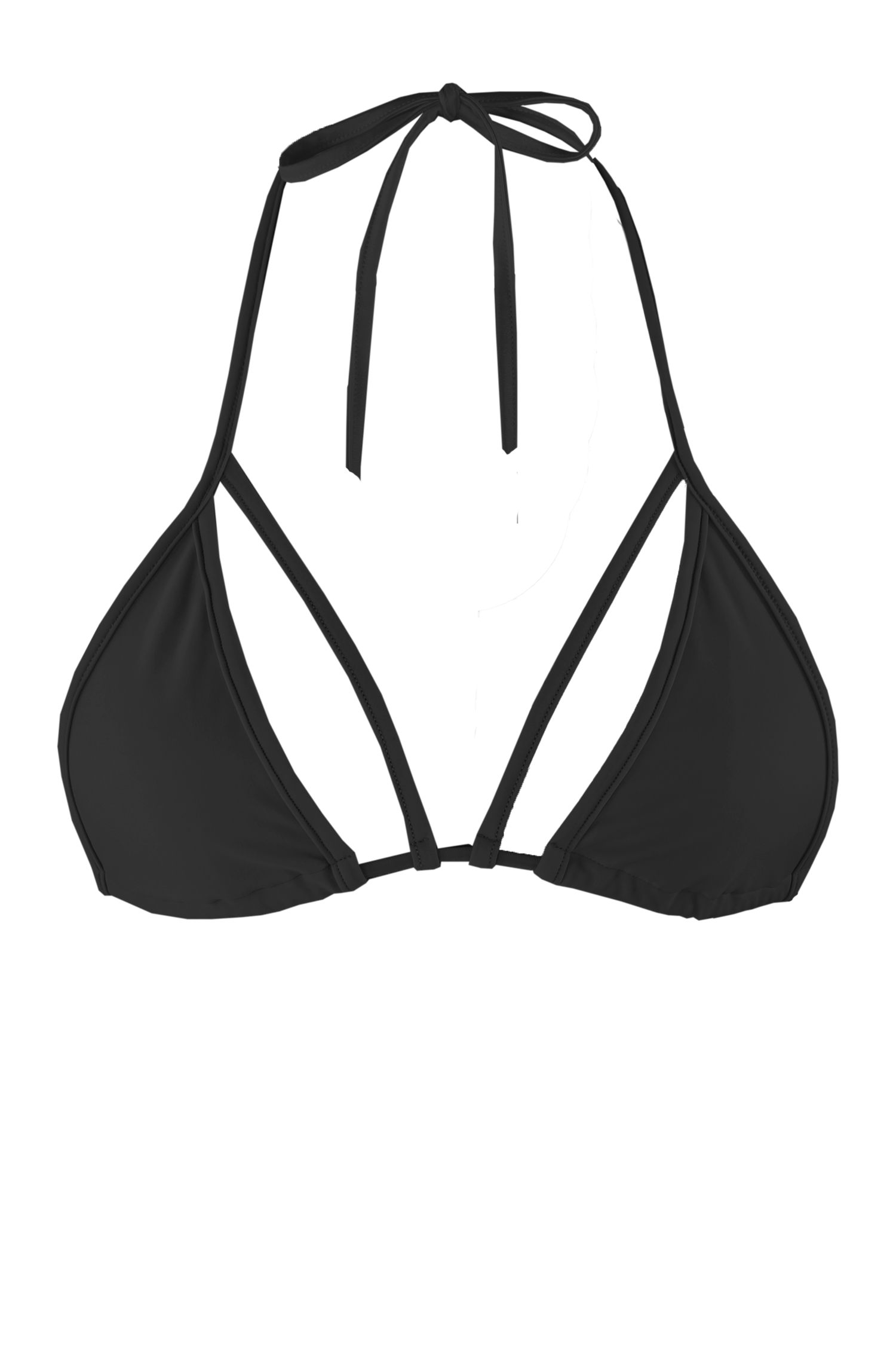 STRAPPY TRIANGLE SWIM Bikini Top  / BLACK - EXES LINGERIE