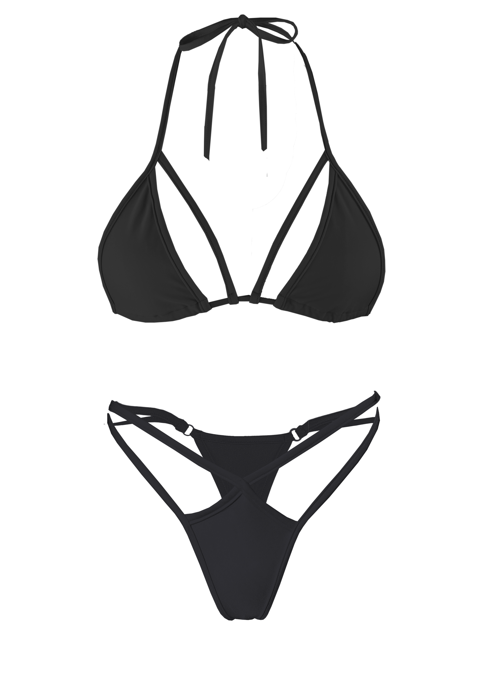 Sexy Strappy Bikini  Set /  QUBY SWIM BLACK - EXES LINGERIE
